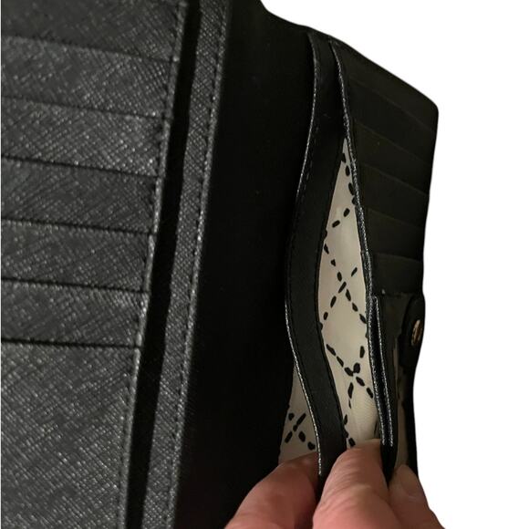 Kate Spade New York Laurel Way Stacy Saffiano Leather Wallet Porcelain Black - Picture 5 of 6